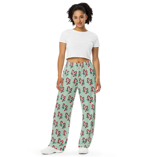 Candy Cane All-over print unisex wide-leg pants