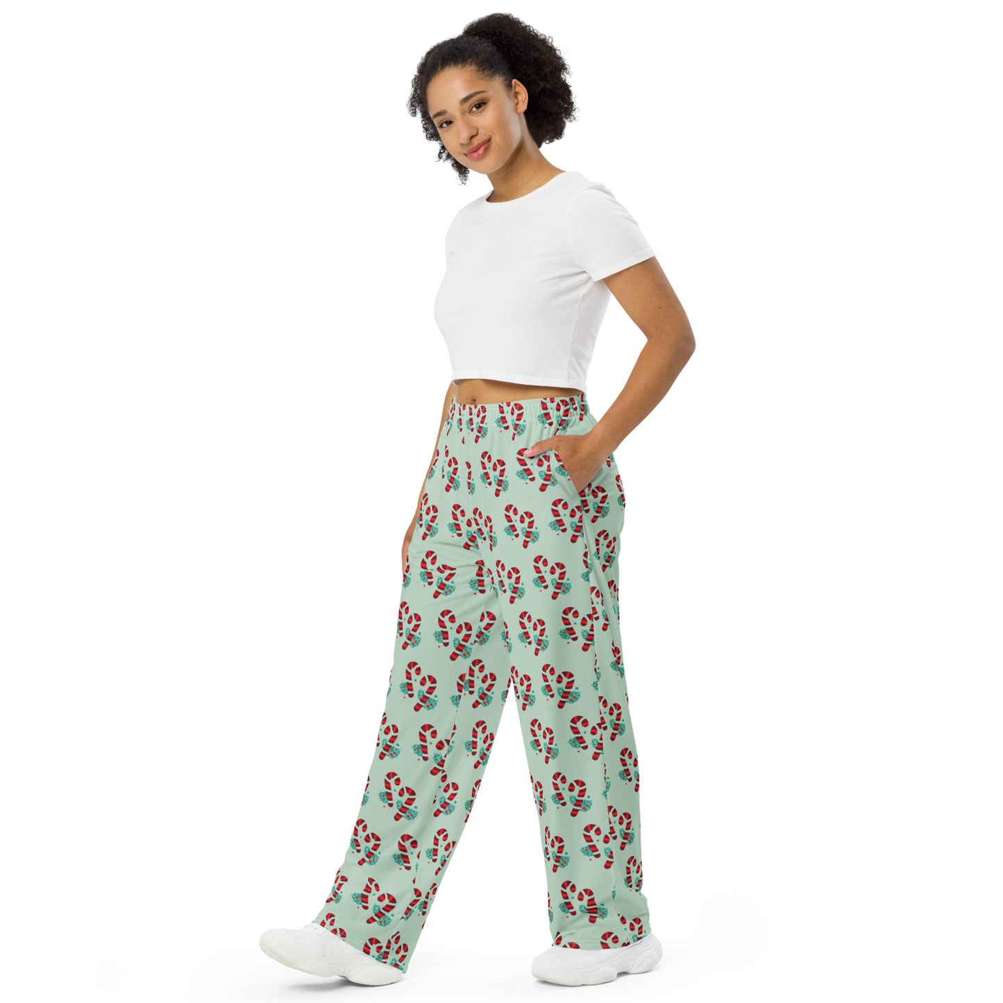 Candy Cane All-over print unisex wide-leg pants