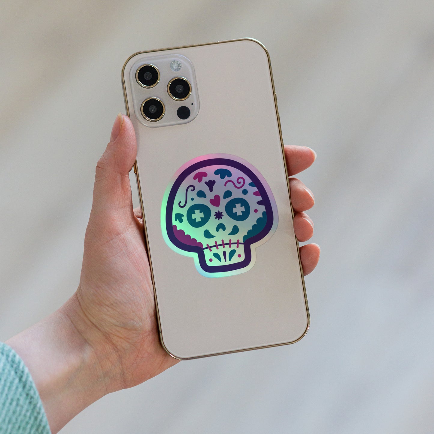 Dia de los Muertos 5 Skull (Day of the Dead) Holographic stickers