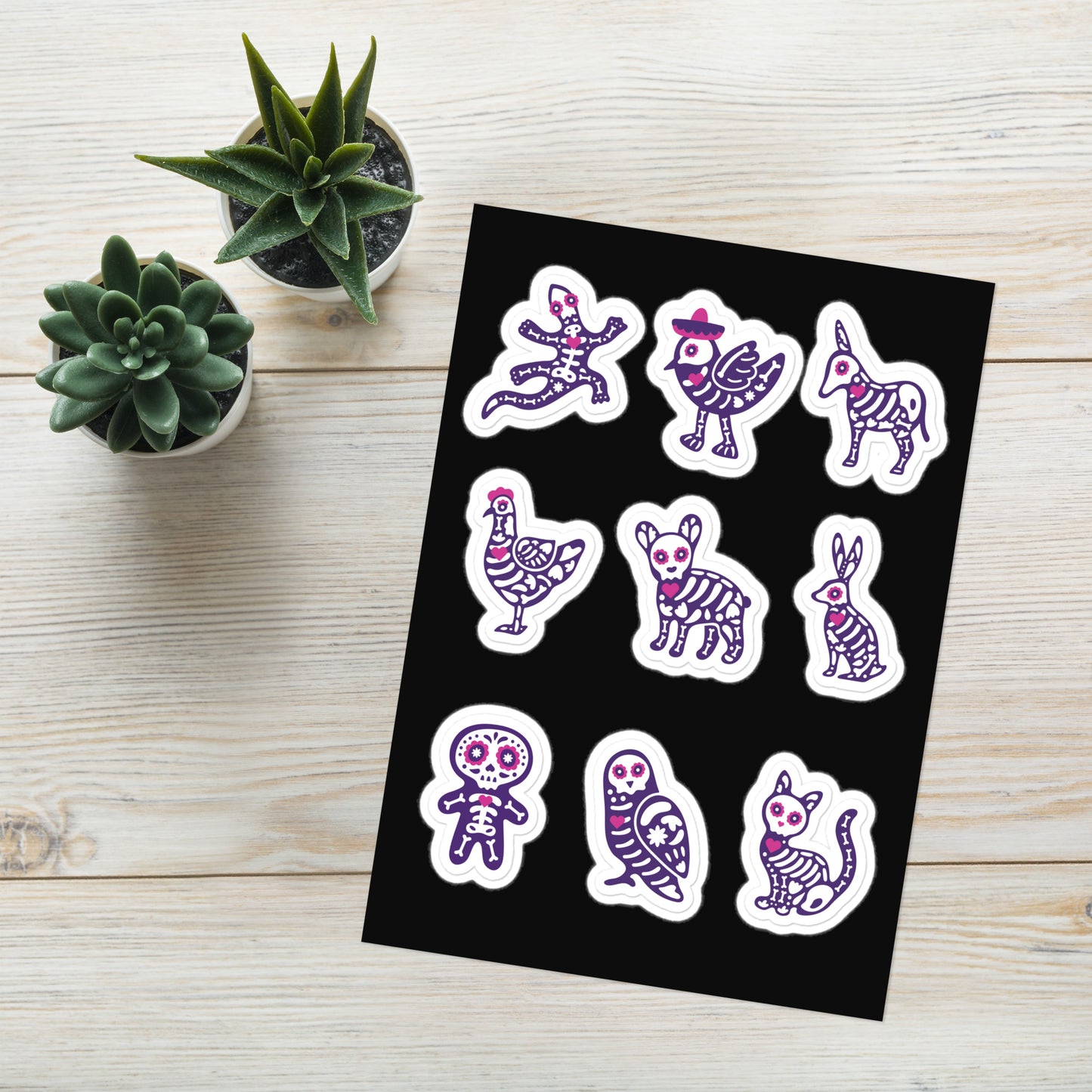 Dia de los Muertos Animals (Day of the Dead) Sticker sheet